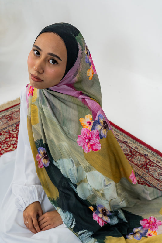 Verdant bloom korean chiffon ( 5 in Stock)