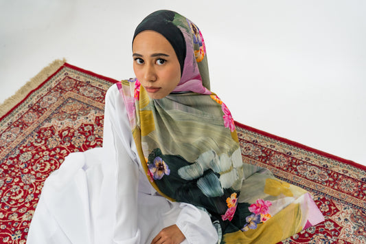 Verdant bloom korean chiffon ( 5 in Stock)